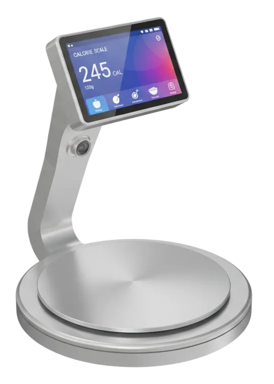 The Fitrix scale with a served meal on it.